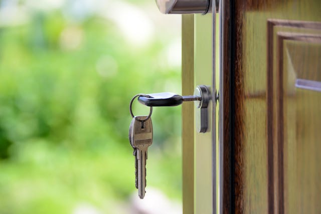 key in open front door